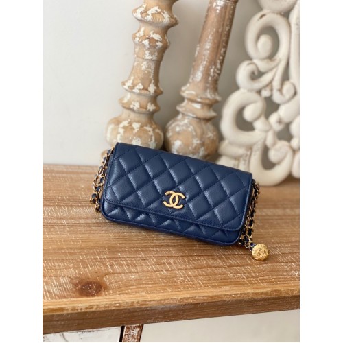 Chanel MINI FLAP BAG Lambskin Gold-Tone Metal AP81210 BLUE