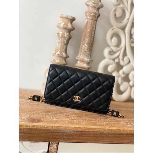 Chanel MINI FLAP BAG Lambskin Gold-Tone Metal AS0950 black