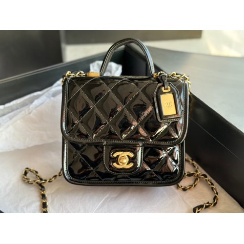 Chanel MINI FLAP BAG WITH TOP HANDLE AS3652 black