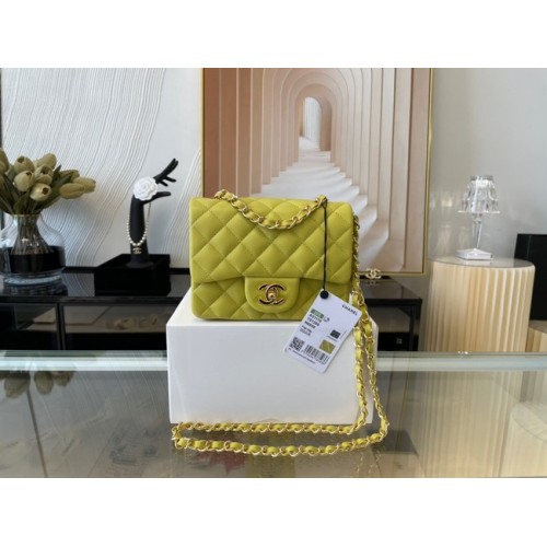 Chanel MINI Flap Bag Original Sheepskin Leather 1115 Lemon