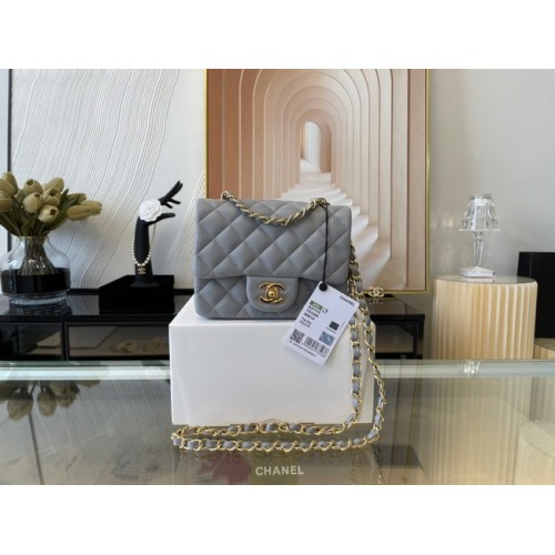 Chanel MINI Flap Bag Original Sheepskin Leather 1115 gray