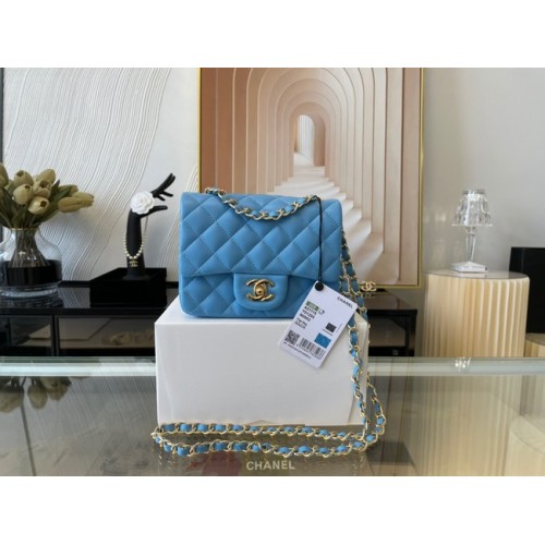 Chanel MINI Flap Bag Original Sheepskin Leather 1115 sky blue
