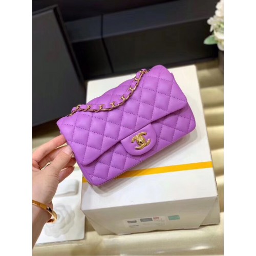 Chanel MINI Flap Bag Original Sheepskin Leather 1116 Lavender Gold-Tone Metal