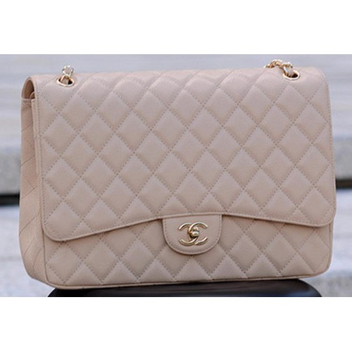 Chanel Maxi Quilted Classic Flap Bag Apricot Cannage Pattern A58601 Gold