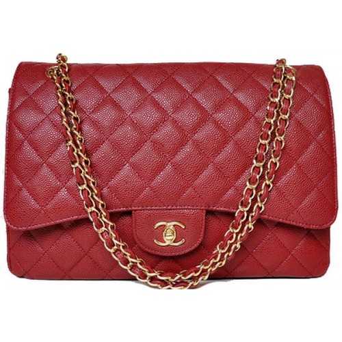 Chanel Maxi Quilted Classic Flap Bag Burgundy Cannage Patterns A58601 Gold