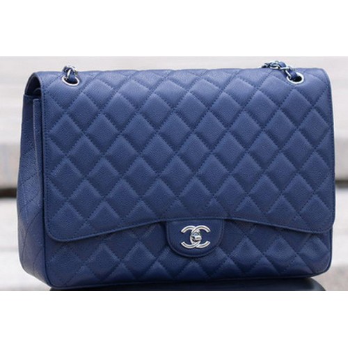 Chanel Maxi Quilted Classic Flap Bag Royal Cannage Pattern A58601 Silver