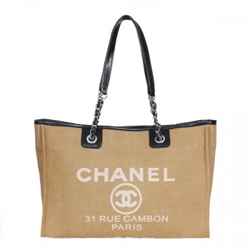 Chanel Medium Canvas Shopping Bag A2043 Apricot