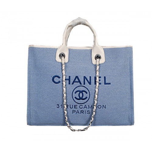 Chanel Medium Canvas Shopping Bag A67012 Light Blue