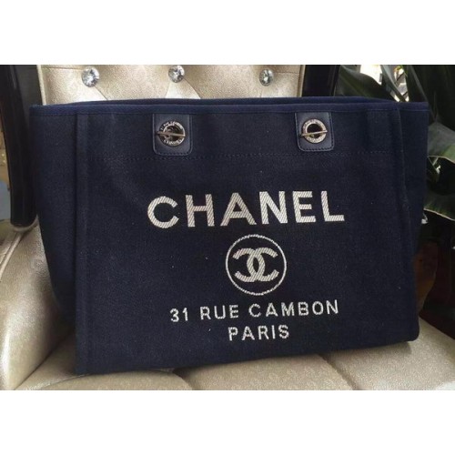 Chanel Medium Canvas Tote Shopping Bag A1679M Black