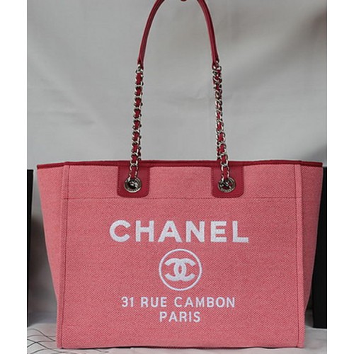 Chanel Medium Canvas Tote Shopping Bag A67001 Pink