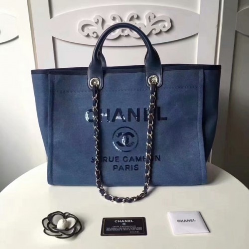 Chanel Medium Original Canvas Leather Tote Shopping Bag 66941B
