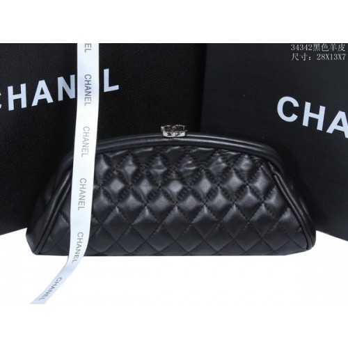 Chanel Mini Clutch Bag Sheepskin Leather A34342 Black