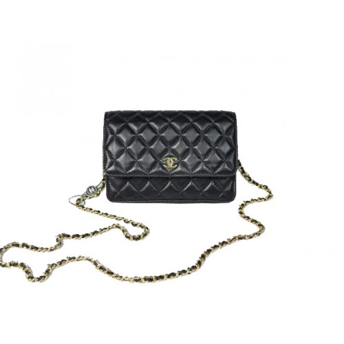 Cheap Chanel Mini Flap Bag A33814 Black Lambskin Golden