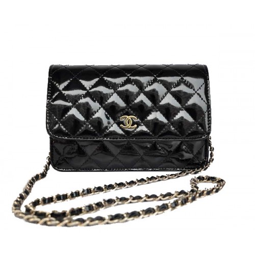 Cheap Chanel Mini Flap Bag A33814 Black Patent Golden