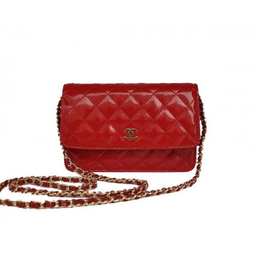 Cheap Chanel Mini Flap Bag A33814 Red Patent Golden