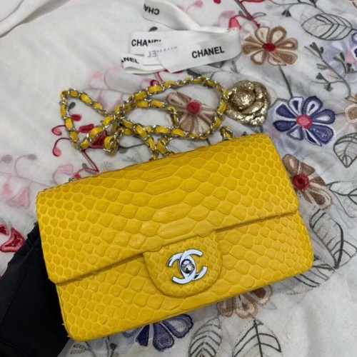 Chanel Mini Flap Bag Original Python Gold-Tone Metal A69900 Yellow