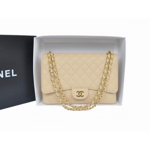 Hot Style Chanel Original Apricot Caviar Leather Jumbo Flap Bag A47600 Gold