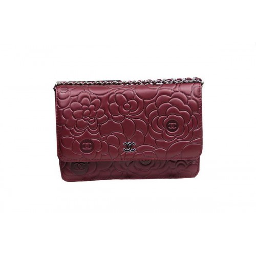 Chanel Original Camellia Leather mini Flap Bag CHA33814 Burgundy