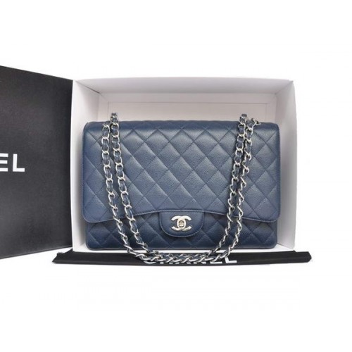 Chanel Original Caviar Leather Jumbo Flap Bag A47600 Blue