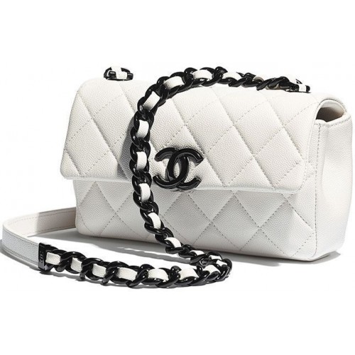 Chanel Original Cavier Leather Flap Bag A6395 White