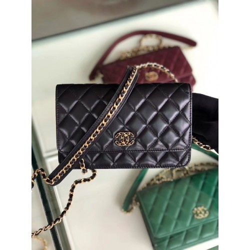 Chanel Original Leather Chain Wallet AP0724 black