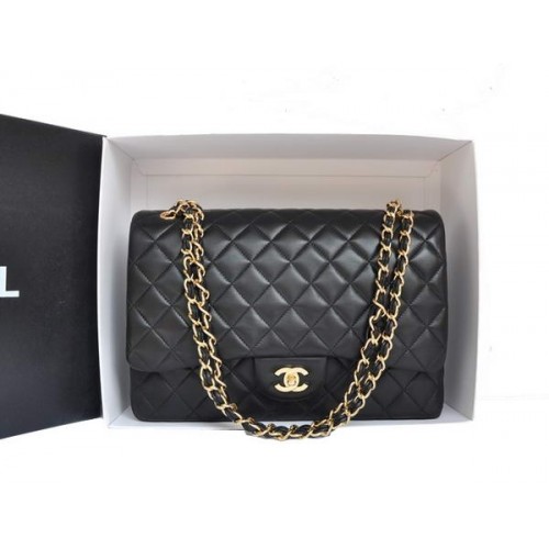 Chanel Original Leather Jumbo Flap Bag A47600 Black Gold