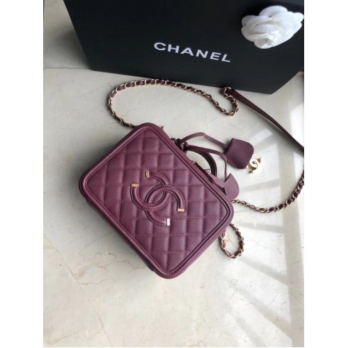 Chanel Original Leather Medium Cosmetic Bag 93443 Wine