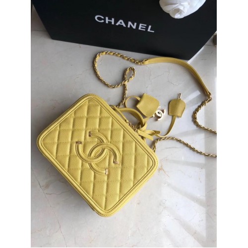 Chanel Original Leather Medium Cosmetic Bag 93443 Yellow