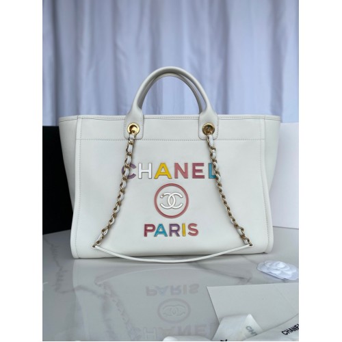 Chanel Original Leather Shopping Bag 66941 white