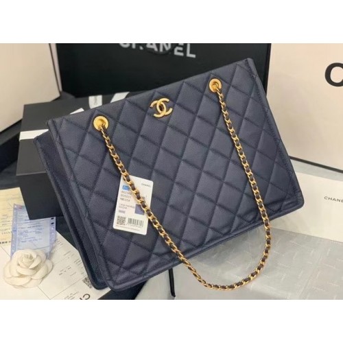 Chanel Original Leather Shopping Bag AS2360 Navy Blue