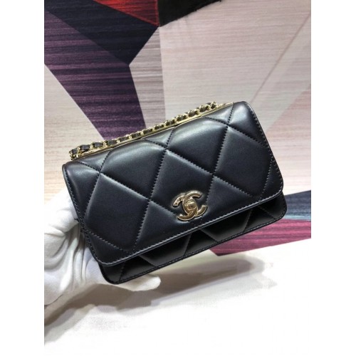 Chanel Original Leather Shoulder Bag Black A80982 Gold