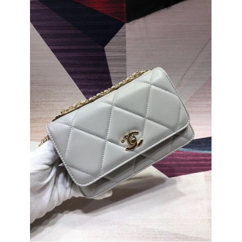 Chanel Original Leather Shoulder Bag Light Blue A80982 Gold