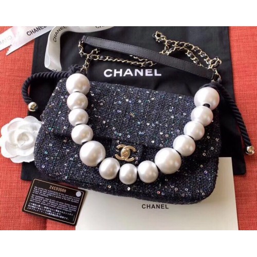 Chanel Original Pearl Shoulder Strap Bag A1112 Black