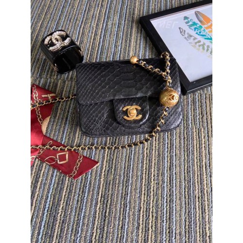 Chanel Original Small Snake skin flap bag AS1115 black