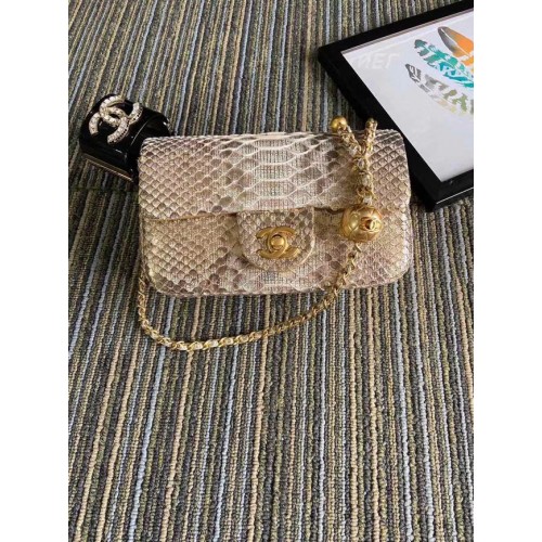 Chanel Original Small Snake skin flap bag AS1116 apricot