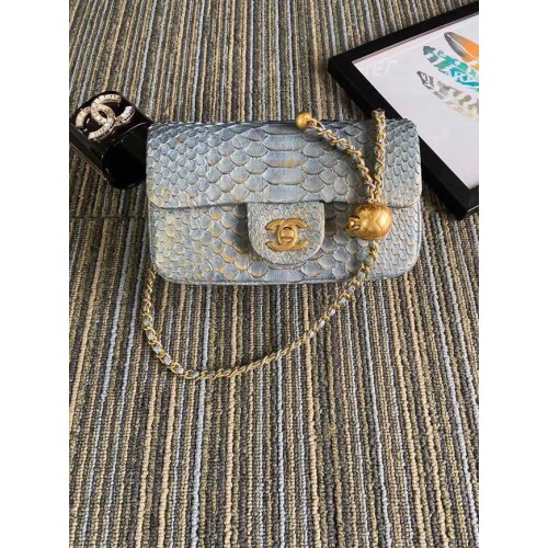 Chanel Original Small Snake skin flap bag AS1116 grey