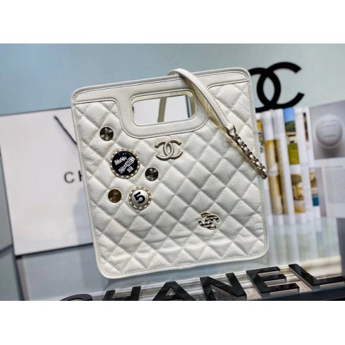 Chanel Original Soft Leather Bag Gold-Tone Metal AS1431 white
