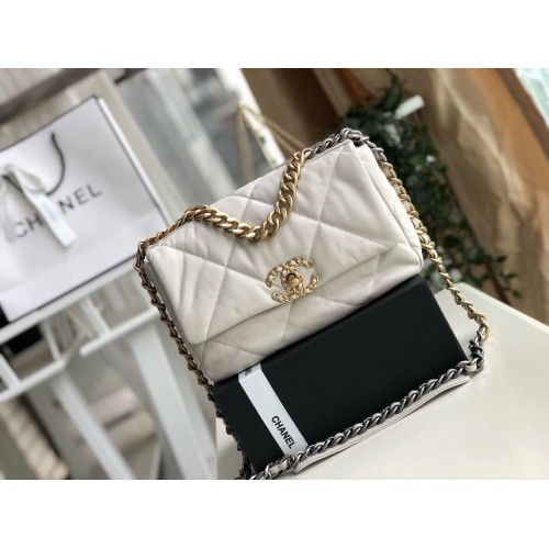 Chanel 19 flap bag AS1160 White