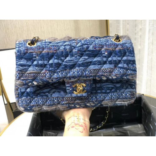 Chanel Original flap bag Twill soft A01112 blue