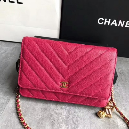 Chanel Owl Pendant Flap Shoulder Bag Calfskin Leather A33814 Pink