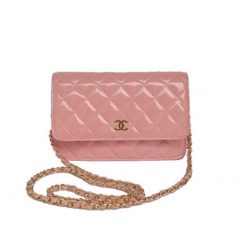Chanel Patent Leather Flap Bag A33814 Pink Gold