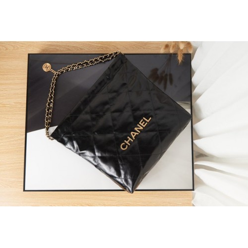 Chanel SHOPPING BAG Calfskin Gold-Tone Meta AS3261 black