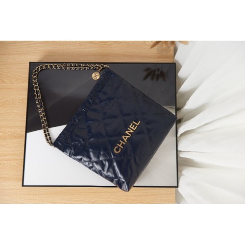 Chanel SHOPPING BAG Calfskin Gold-Tone Meta AS3261 royal blue