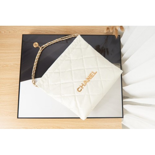 Chanel SHOPPING BAG Calfskin Gold-Tone Meta AS3261 white