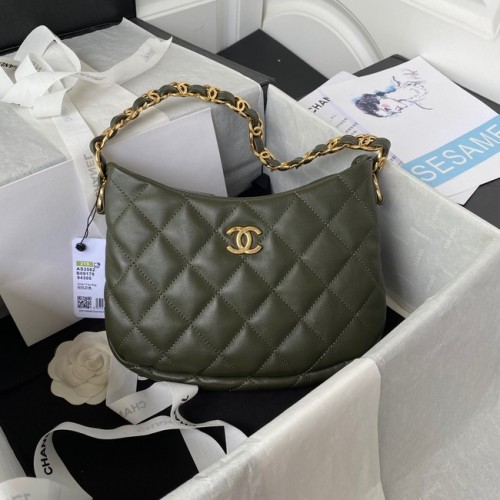 Chanel SMALL BAG Lambskin Gold-Tone Metal AS3562 GREEN