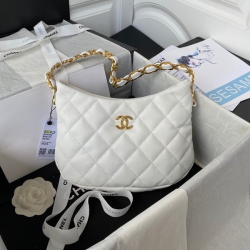 Chanel SMALL BAG Lambskin Gold-Tone Metal AS3562 WHITE