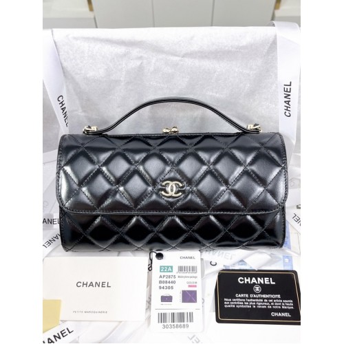 Chanel FLAP PHONE HOLDER WITH CHAIN AS2875 BLACK