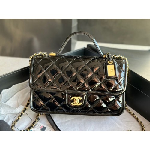 Chanel SMALL FLAP BAG WITH TOP HANDLE AS3653 black