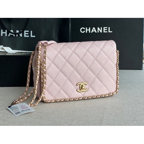 Chanel SMALL Flap Bag Grained Calfskin Gold-Tone Metal AS3467 pink