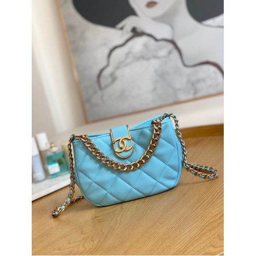 Chanel SMALL HOBO BAG AS3475 Light Blue
